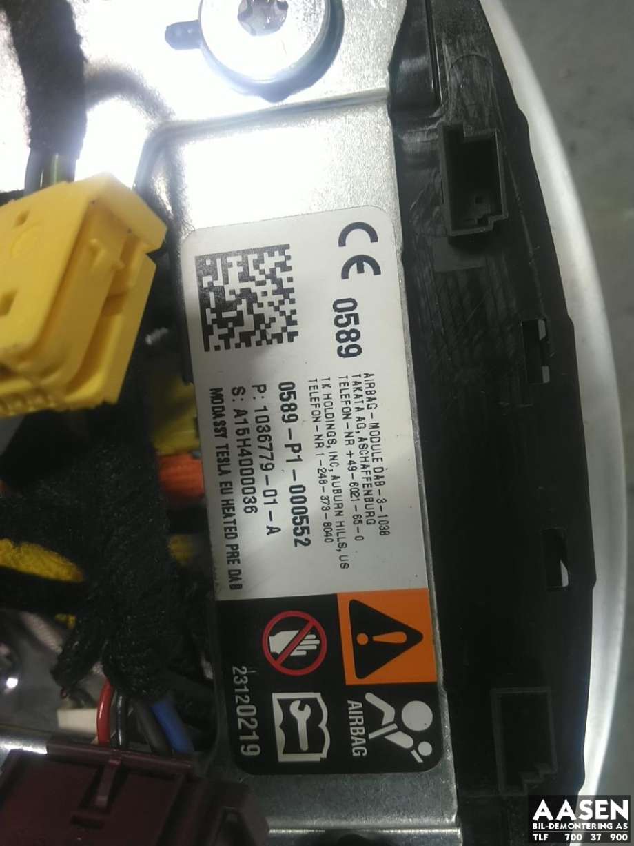 Airbag rattpute til Tesla Model S 2013-2016 (Fase 1)  (1036779-01-A|)