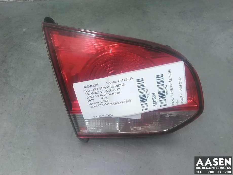 Baklykt venstre indre til VW Golf VI 2008-2012 (5K0 945 093 AB|5K0 945 093 G|)
