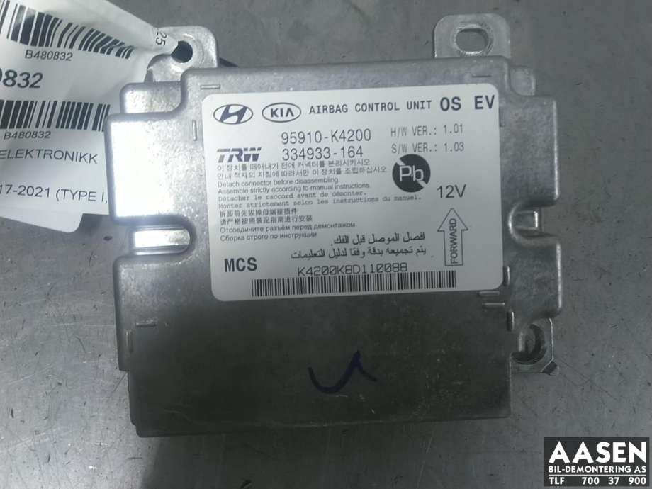 Airbag elektronikk til Hyundai Kona, 2017-2021 (Type I, Fase 1)  