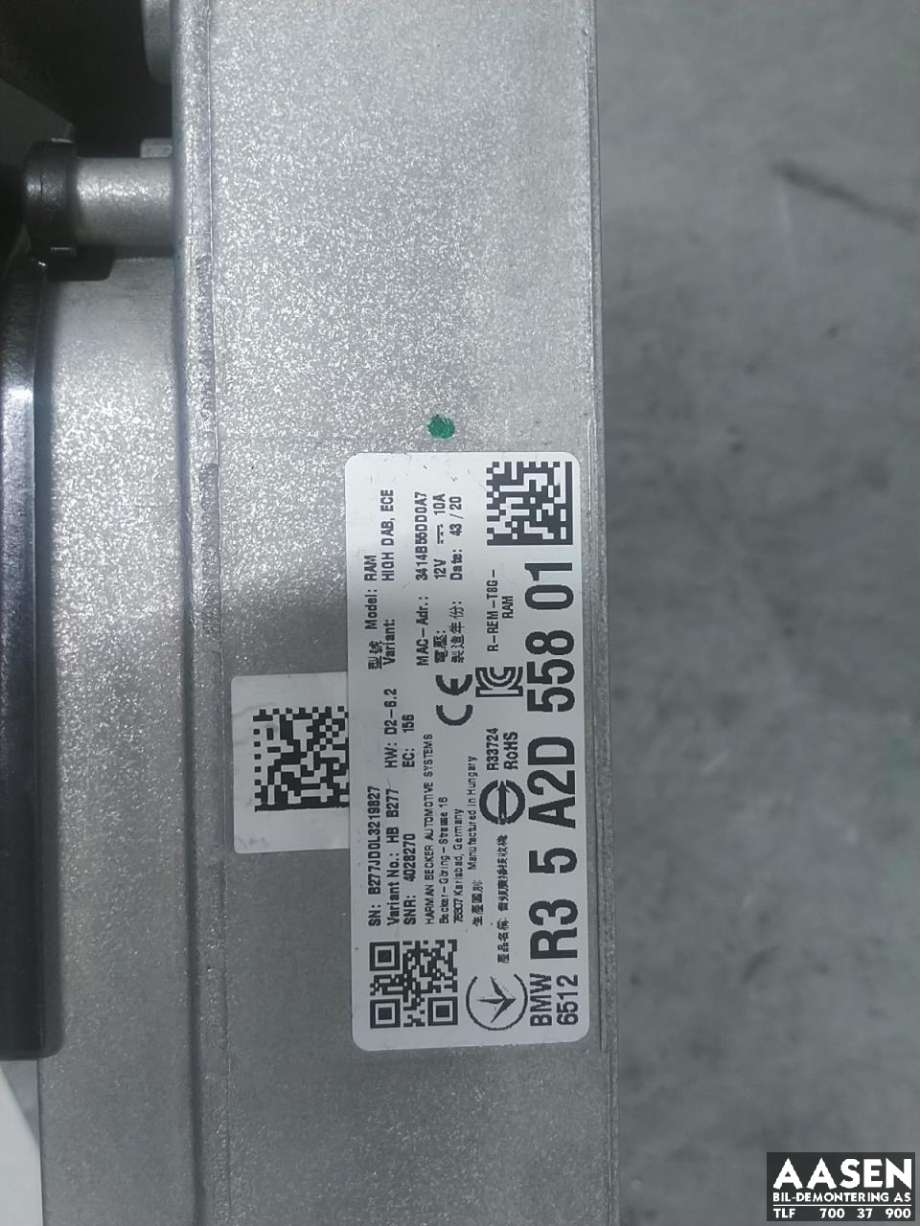 Bilstereo forsterker til BMW 3-Serie 2018-->> (G20) (G20) (65 12 5 A47 586|65 12 5 A9B F88|65 12 5 A4C E53)