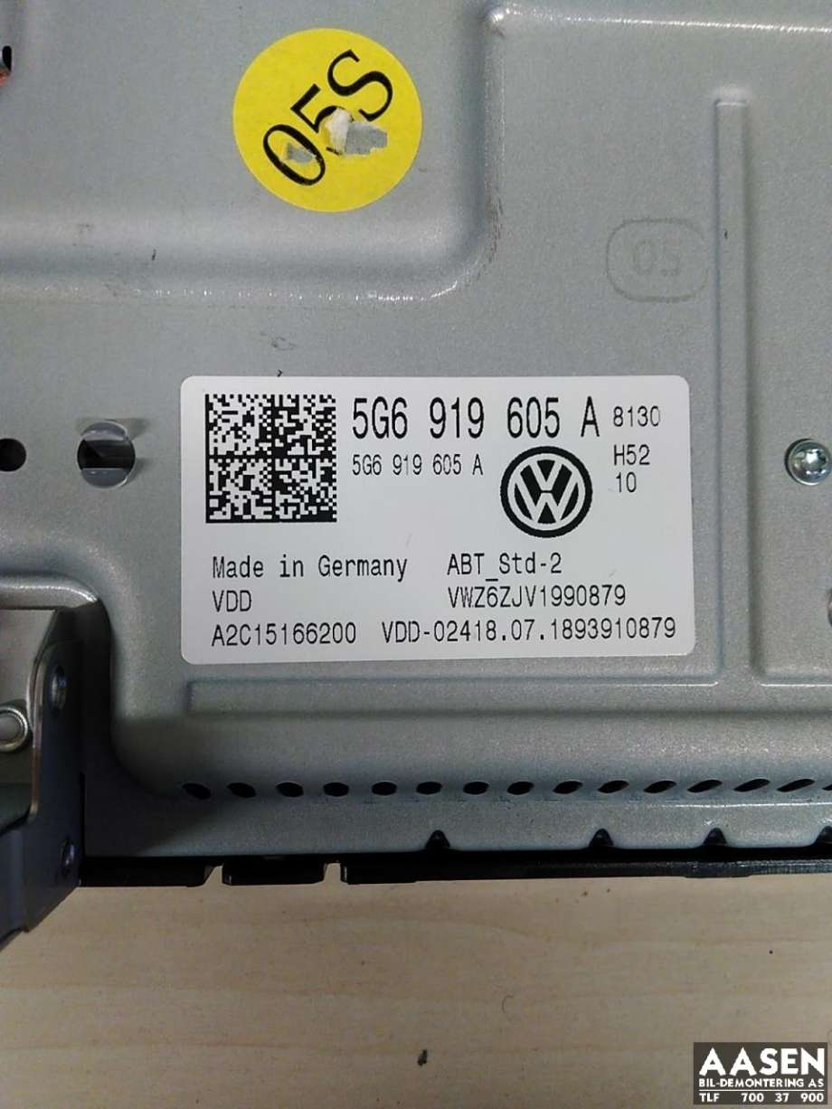Bilstereo navigasjon skjerm til VW Golf VII 2017-2020 (Fase 2)  (5G6 919 605 A|5NN 919 605 A|)