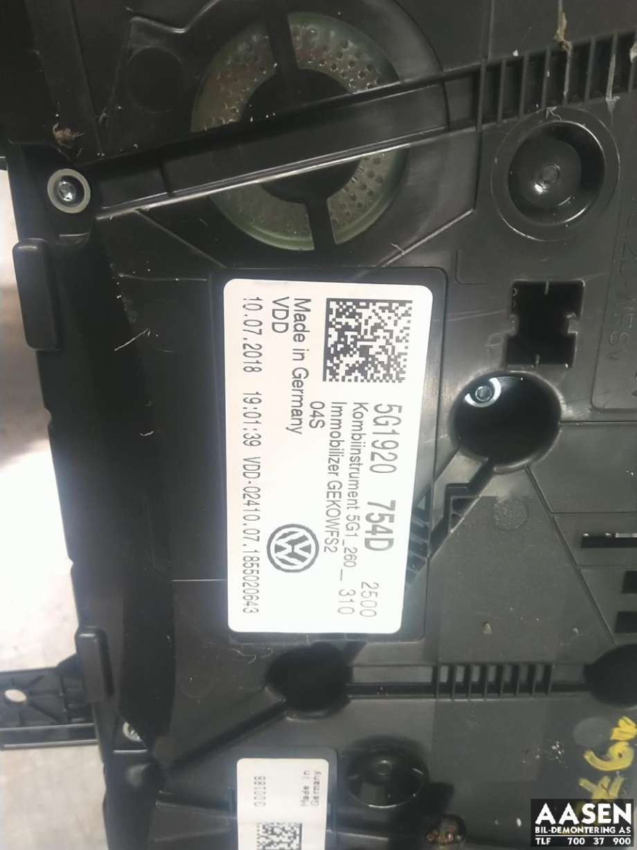 Instrumentpanel til VW Golf VII 2017-2020 (Fase 2)  (5G1 920 754 D|)