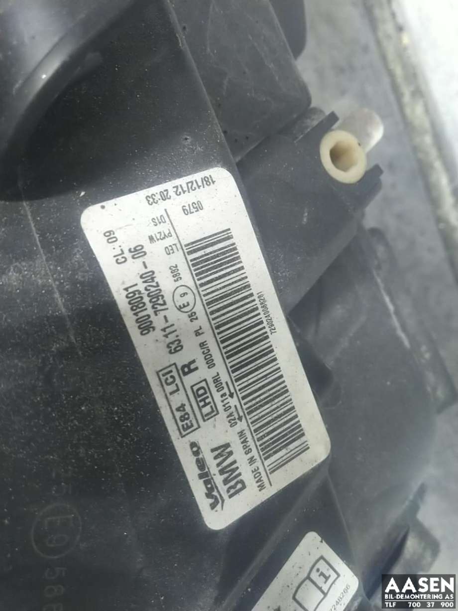 Frontlykt høyre xenon til BMW X1 2009-2015 (E84) (E84) (63 11 7 290 262|)