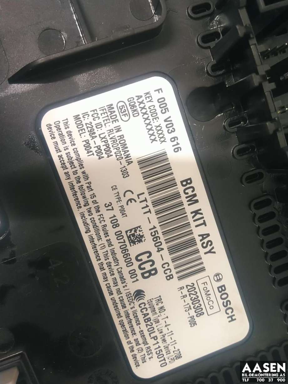 Styreenhet comfort (BCM) til Ford Transit Connect 2018-->> Type II, Fase 2  (2537302|LT1T-15604-CCB|)