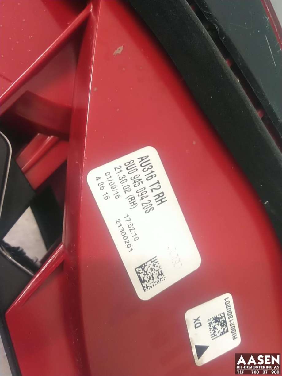 Baklykt høyre til Audi Q3 2015-2018 (Type I, Fase 2)  (8U0 945 094|)