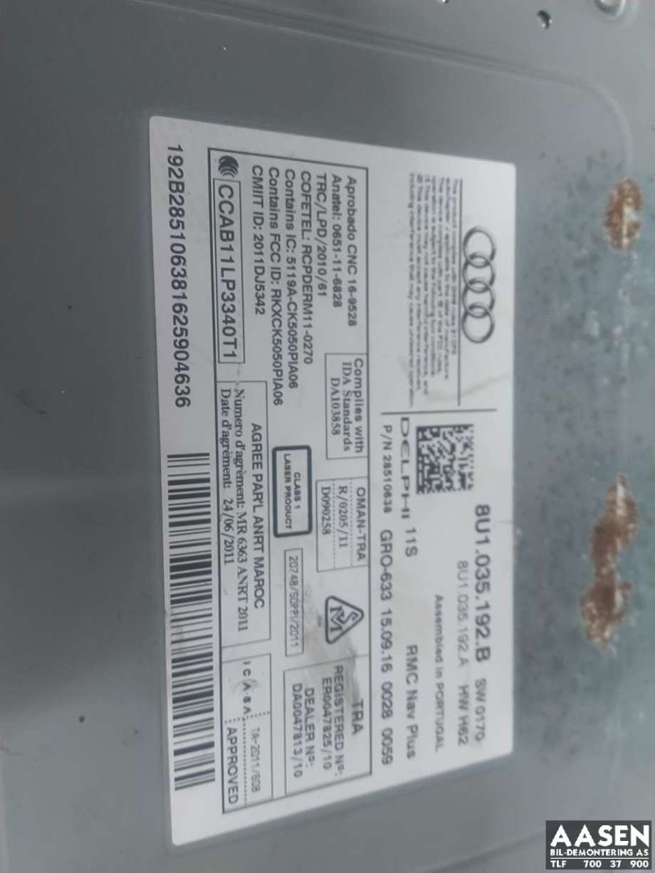 Bilstereo til Audi Q3 2015-2018 (Type I, Fase 2)  