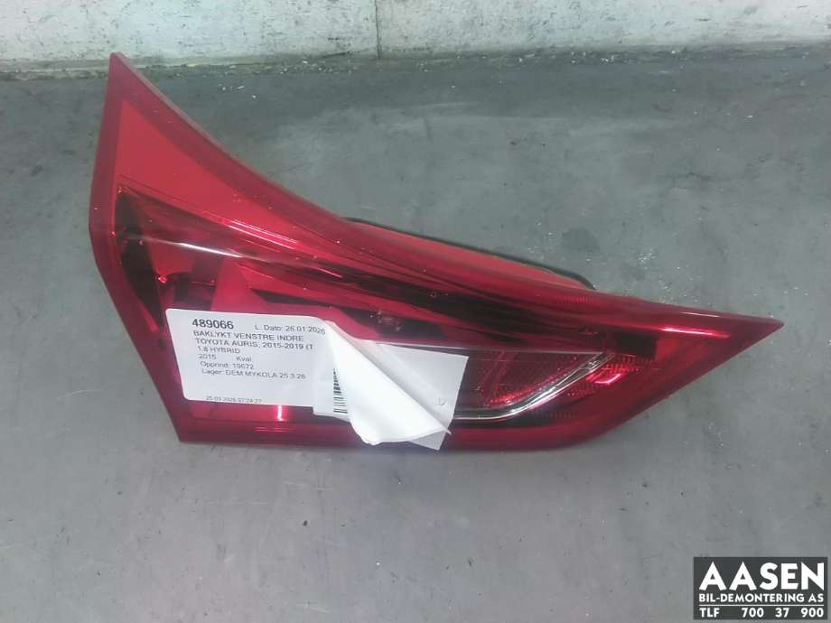 Baklykt venstre indre til Toyota Auris, 2015-2019 (Type II, Fase 2)  (81591-02450)