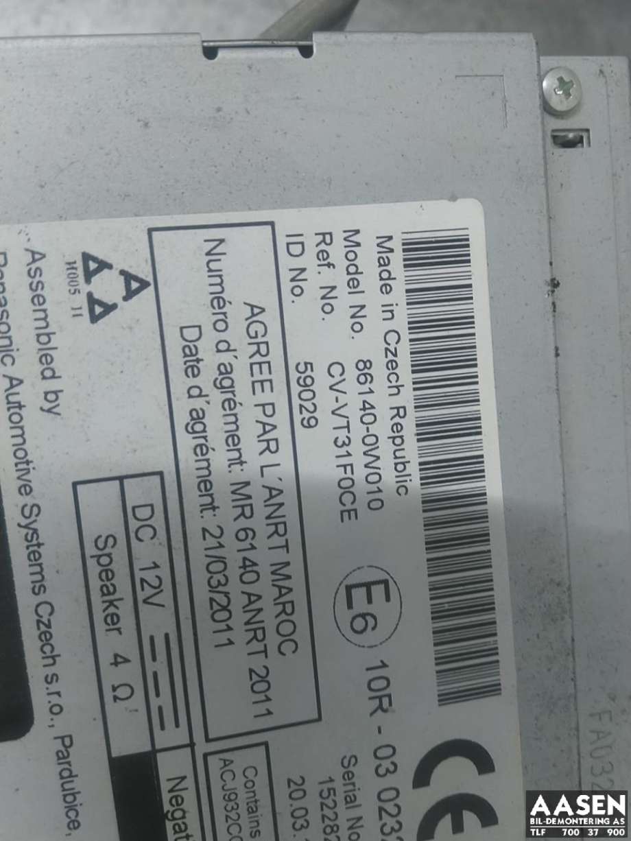 Bilstereo til Toyota RAV4 2009-2013 (Type III, Fase 2)  