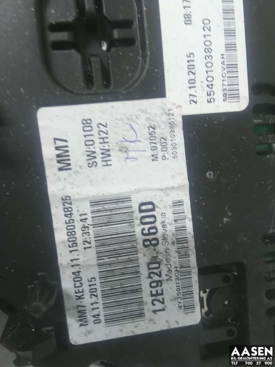 Instrumentpanel til VW E-Up 2013-2019  