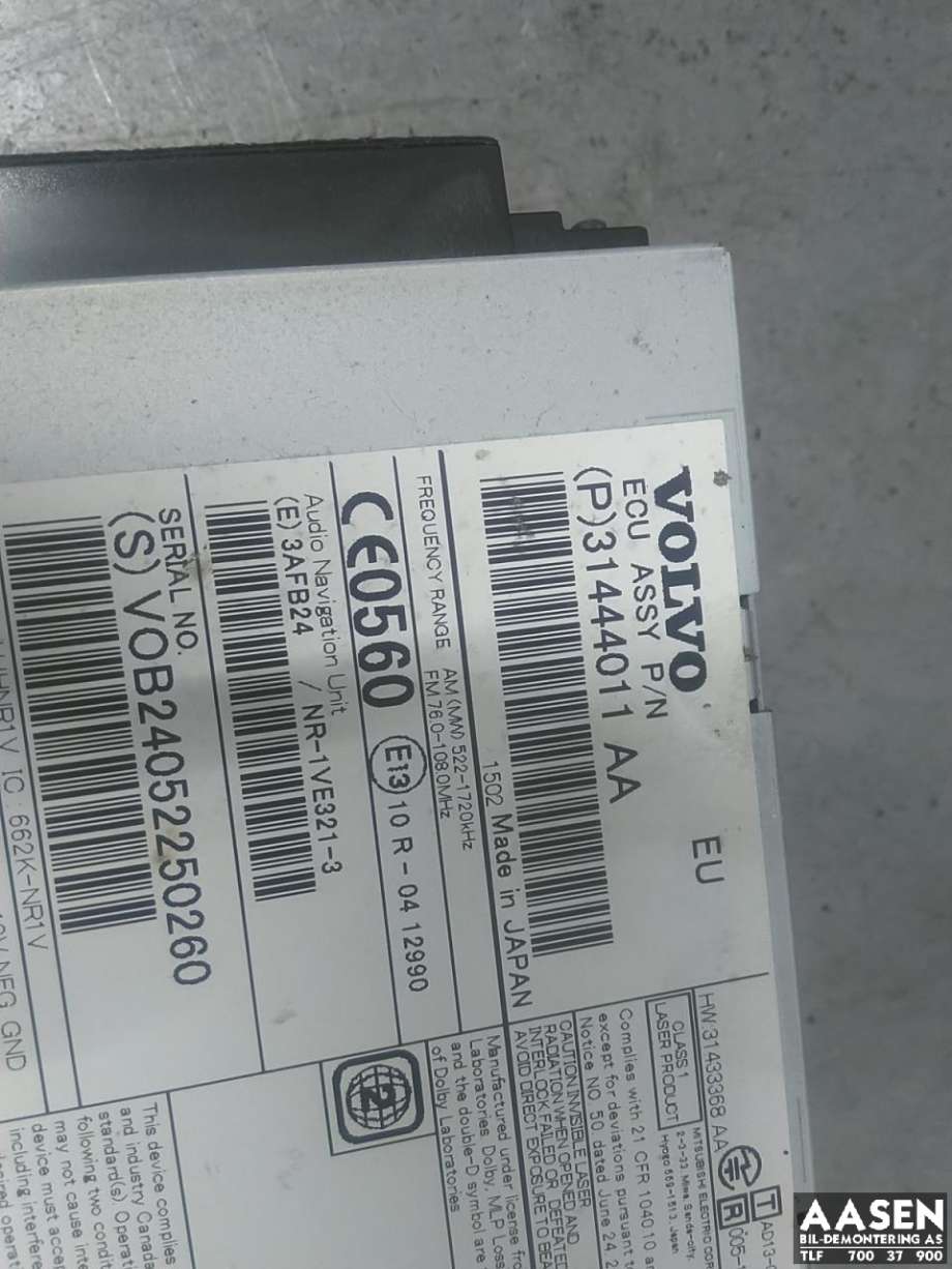 Bilstereo til Volvo V70 2014-2016 (Type III, Fase 2)  