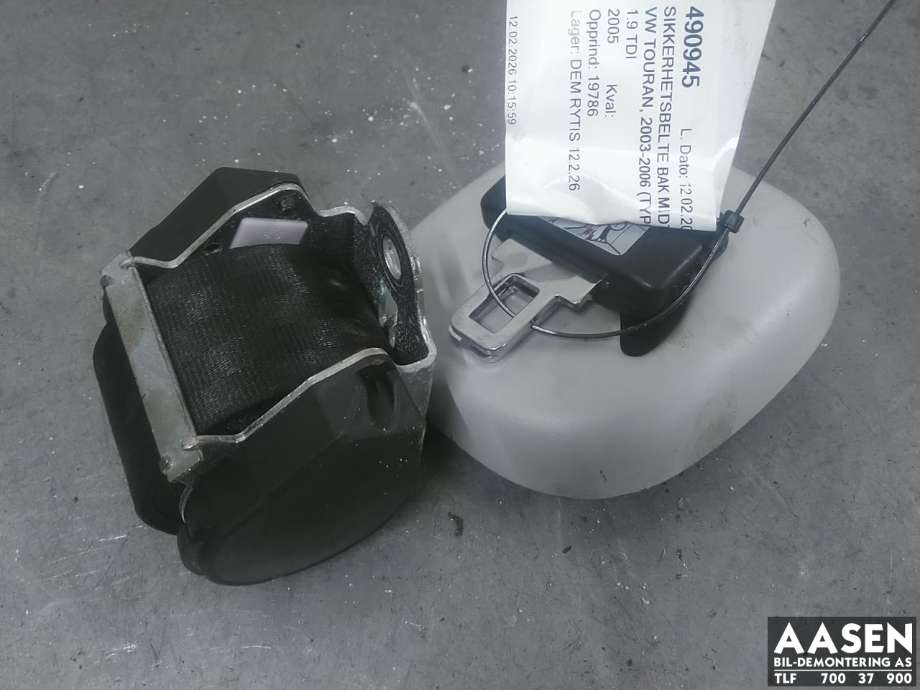 Sikkerhetsbelte bak midtre til VW Touran, 2003-2006 (Type I, Fase 1)  (1T0 857 807 C)
