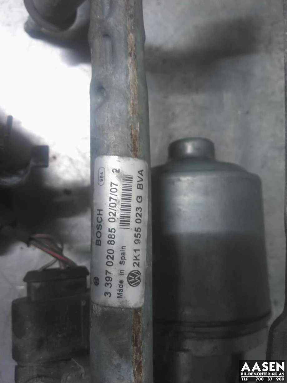 Viskermotor frontrute komplett m/overføring til VW Touran 2007-2010 (Type I, Fase 2)  (1T1 955 601 A|2K1 955 119 C|)