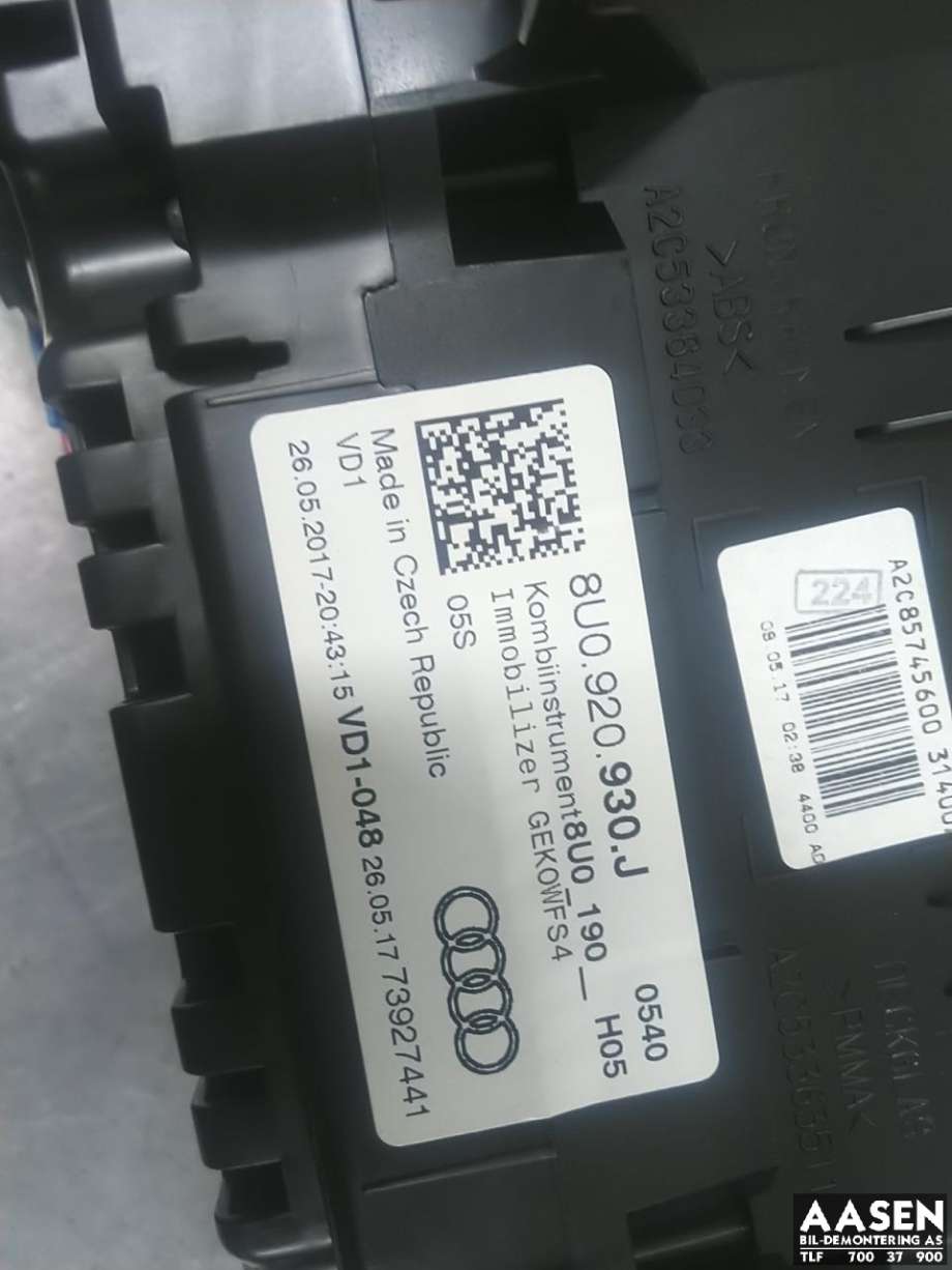 Instrumentpanel til Audi Q3 2015-2018 (Type I, Fase 2)  