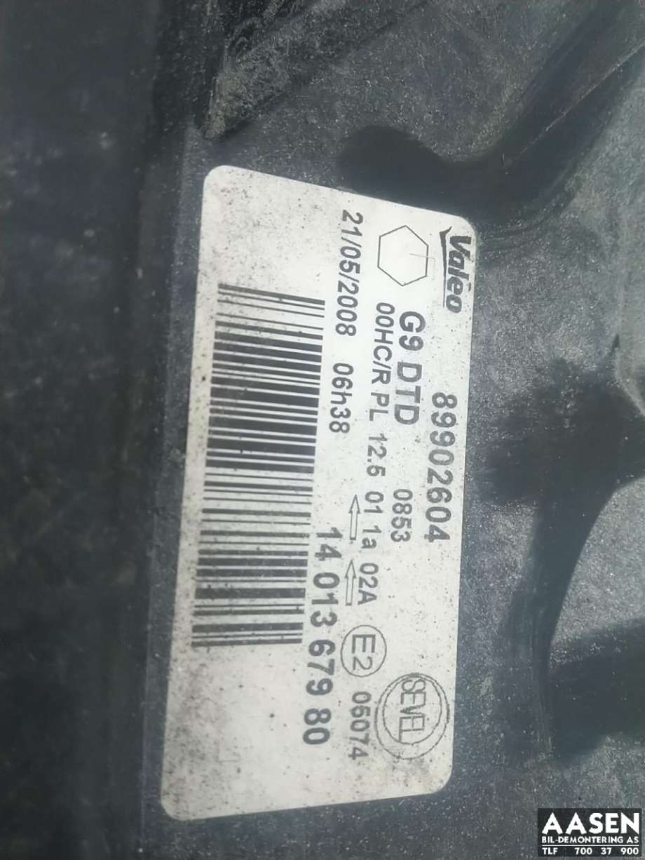 Frontlykt høyre halogen til Peugeot Expert 2007-2016 (Type II)  