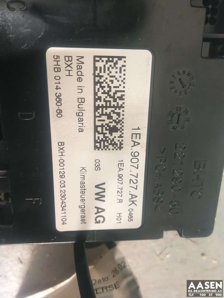 Styreenhet klima/aircondition til VW ID.4 2020-->>  (1EA 907 727 AK|)