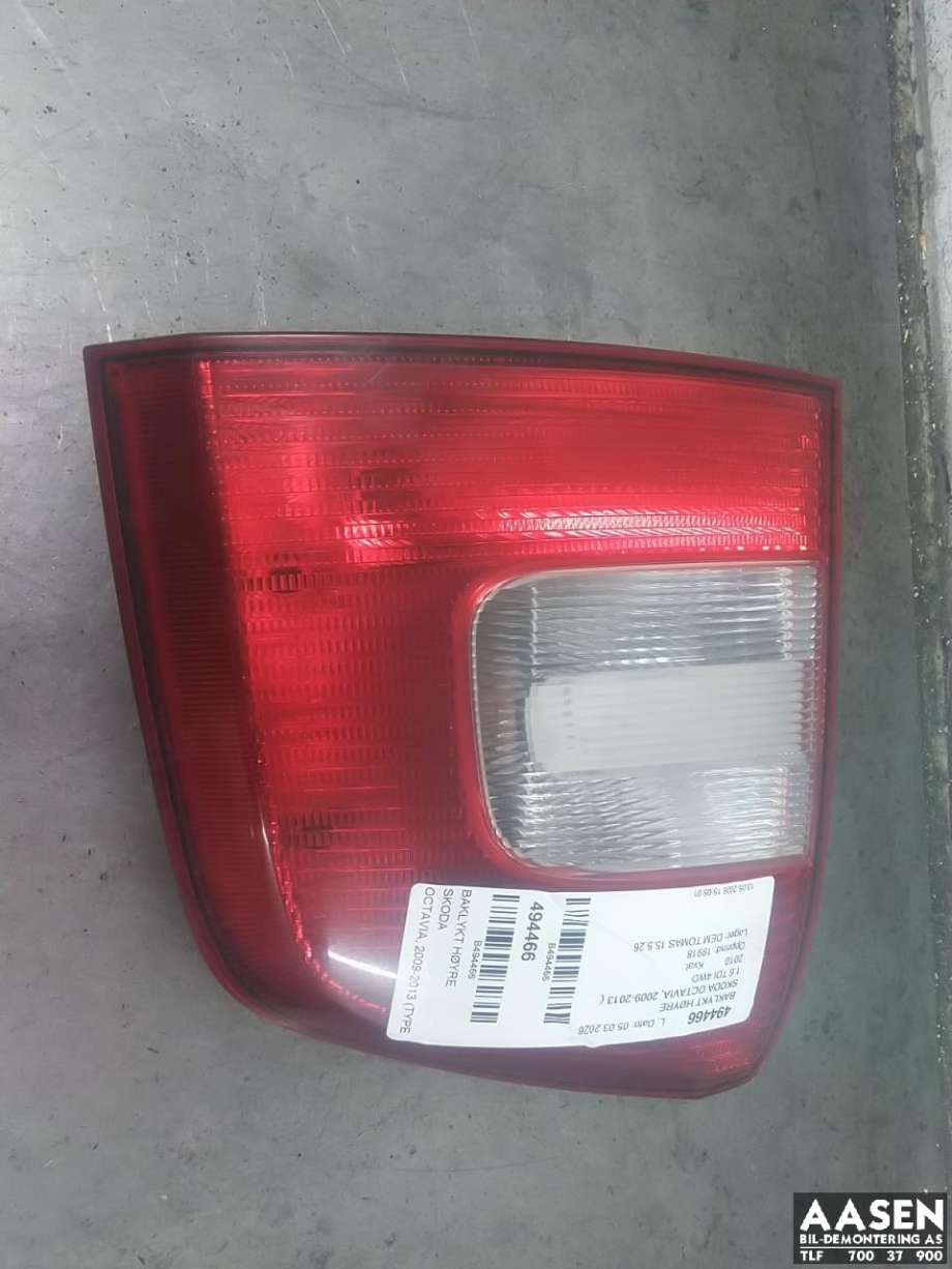 Baklykt høyre til Škoda Octavia, 2009-2013 (Type II, Fase 2)  