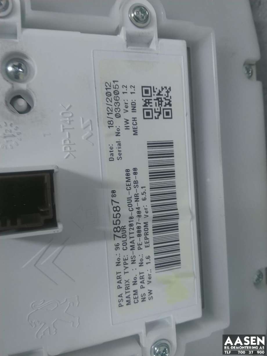 Instrumentpanel til Peugeot 208 2012-2019 (Type I)