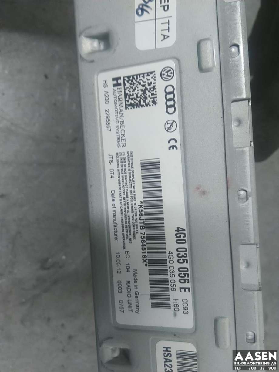 Bilstereo til Audi A4 2007-2014 (Type IV) (B8) (B8)