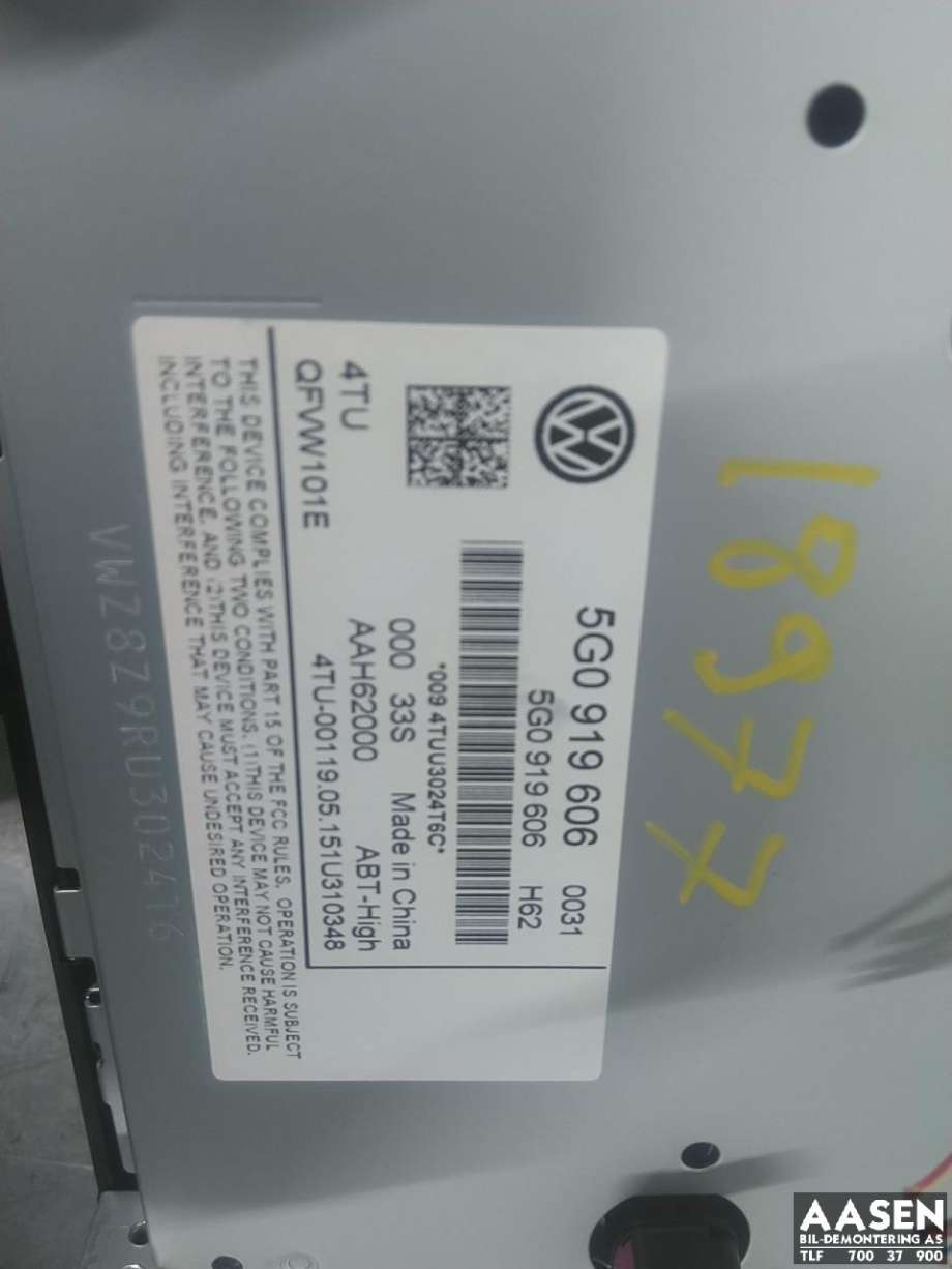 Bilstereo navigasjon skjerm til VW e-Golf 2014-2017 (Fase 1)  (5G0 919 606|)