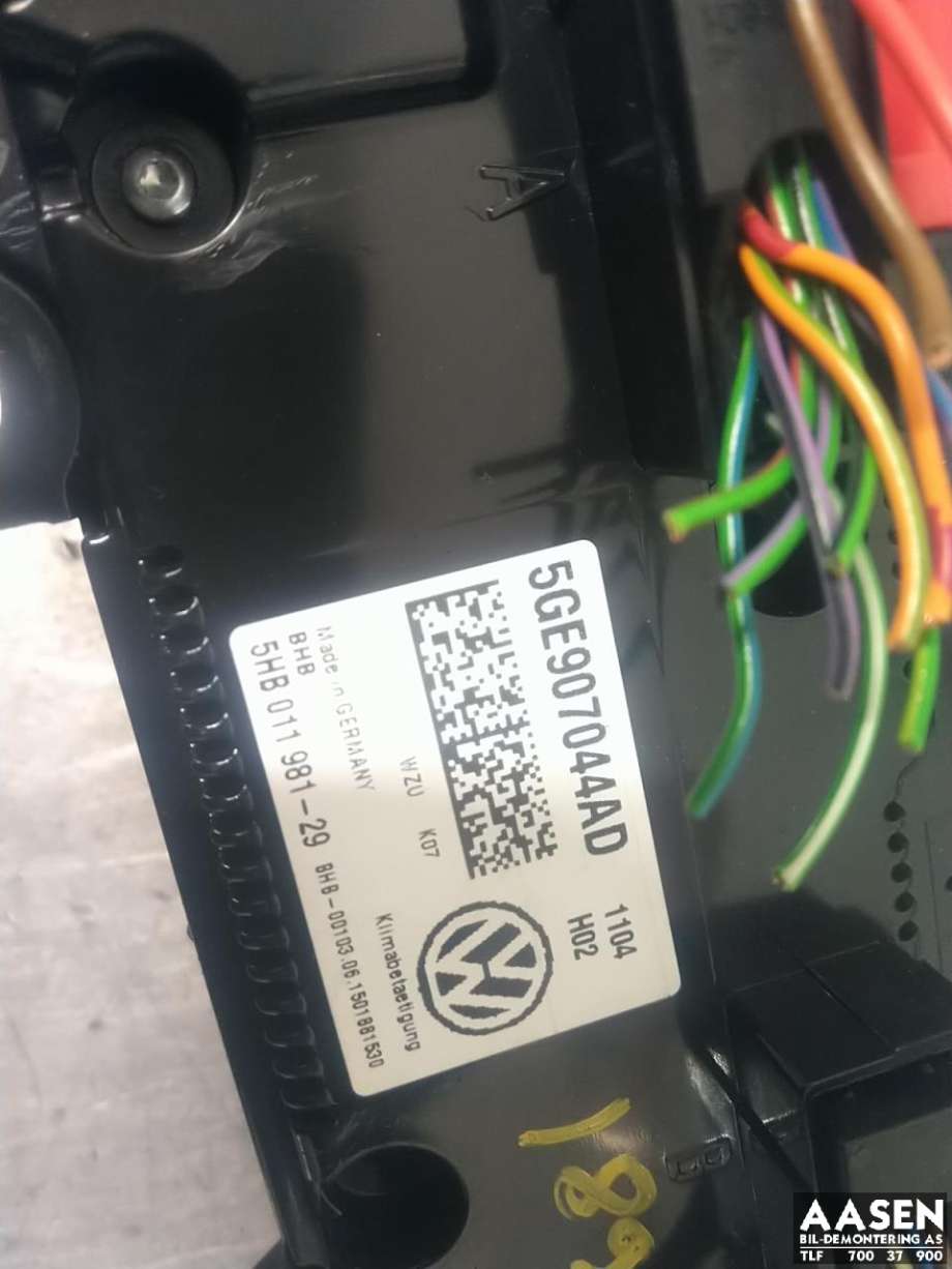 Varmeapparat betjening til VW e-Golf 2014-2017 (Fase 1)  (5GE 907 044 AD|)
