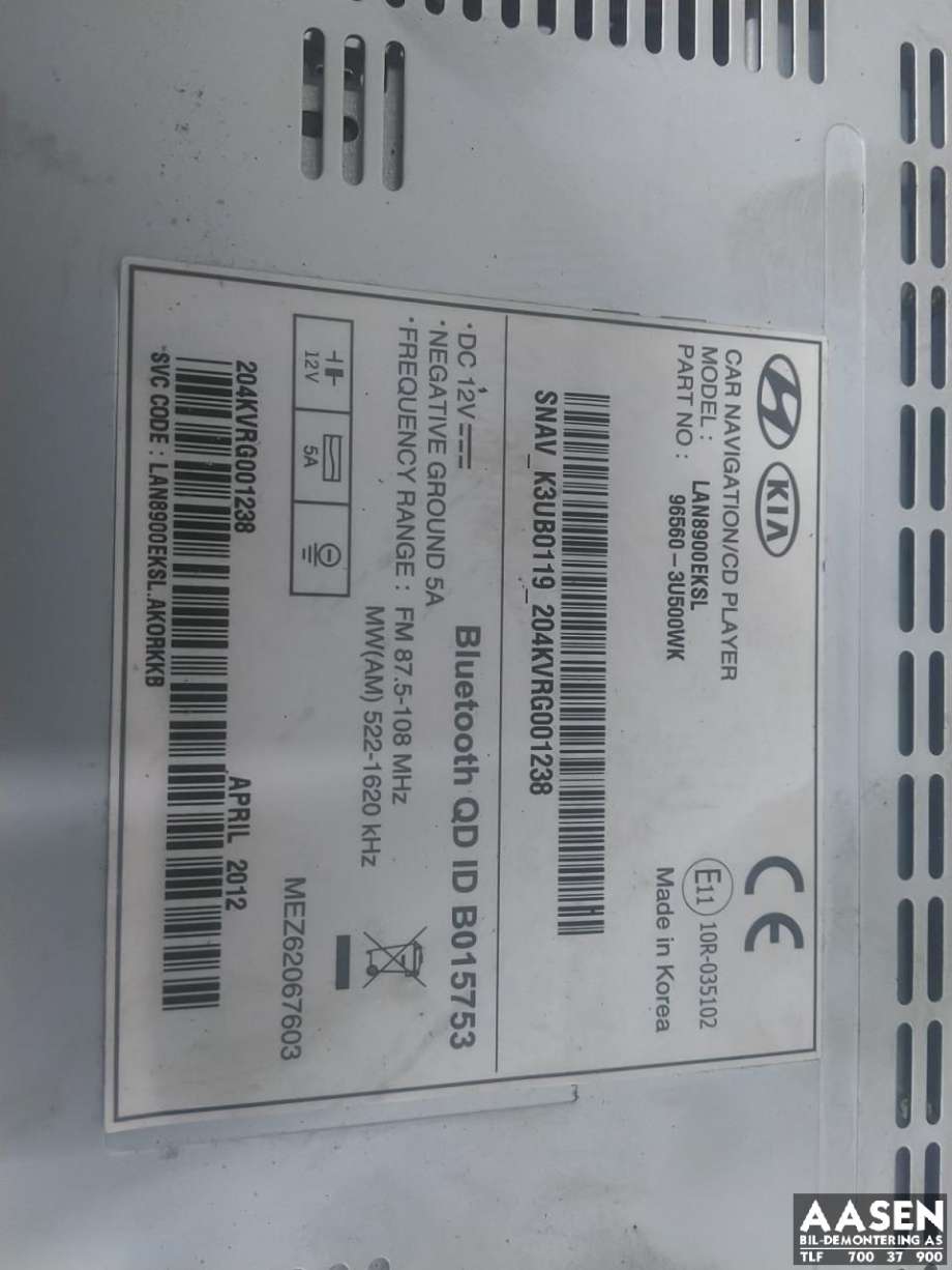 Bilstereo til Kia Sportage 2010-2016 (Type III)  