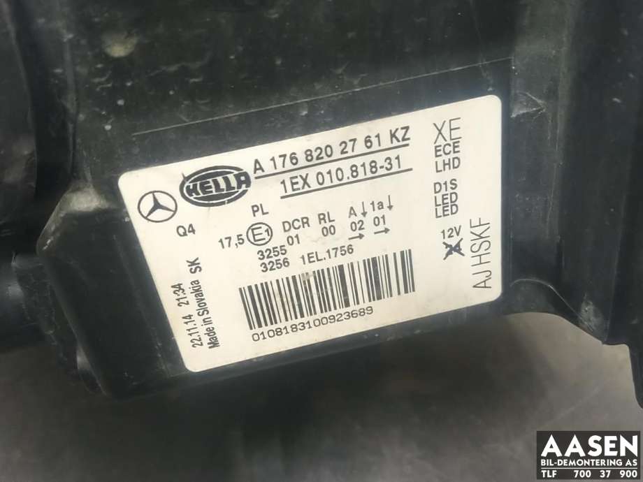 Frontlykt venstre xenon til Mercedes A-Klasse 2012-2018 (W176) (W176) (A1768202761KZ|A 176 820 27 61|)