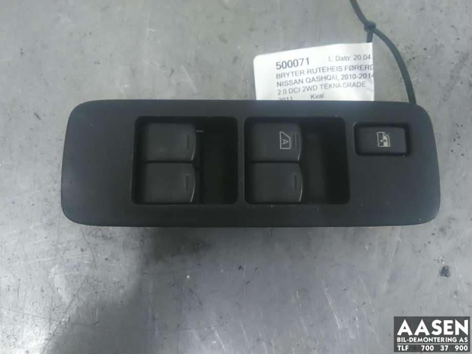 Bryter ruteheis førerdørspanel til Nissan Qashqai, 2010-2014 (Type I, Fase 2)  