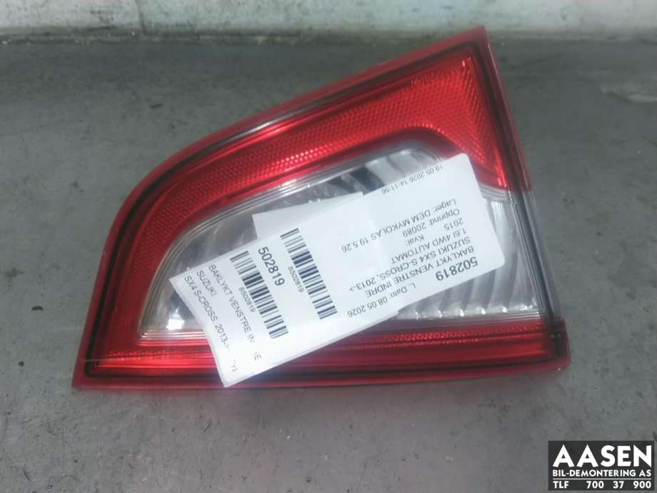 Baklykt venstre indre til Suzuki SX4 S-CROSS, 2013-->> (Type II)  