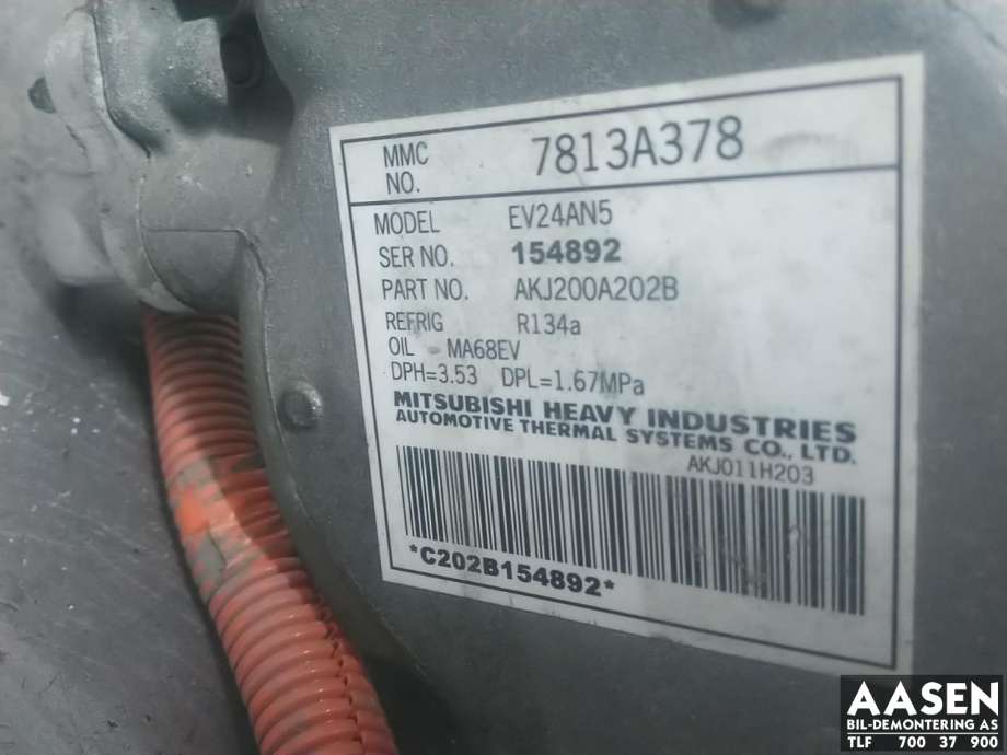 Aircondition kompressor hybrid til Mitsubishi Outlander 2012-2015 (Type III, Fase 1)  