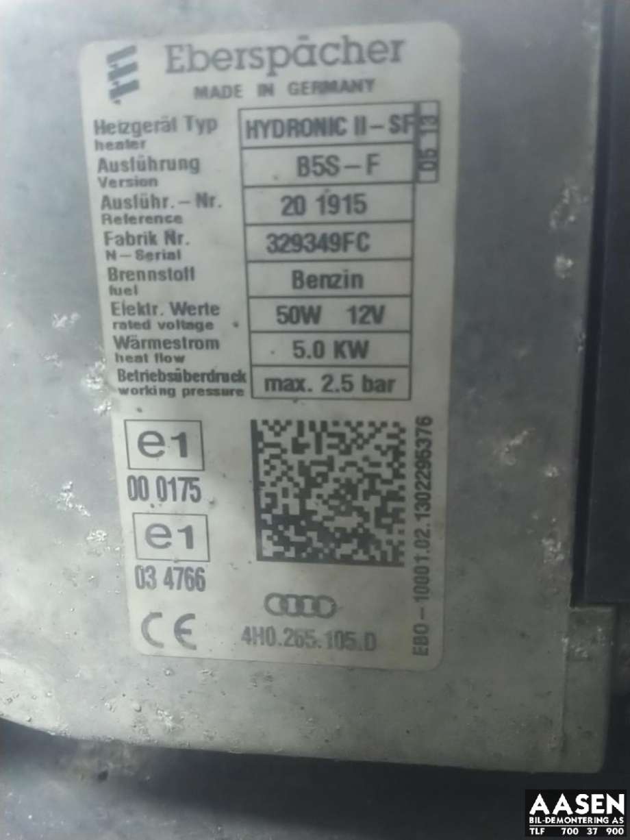 Bensinvarmer til Audi A4 2007-2014 (Type IV) (B8) (B8)