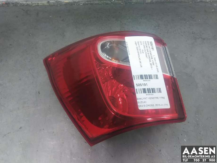 Baklykt venstre ytre til Suzuki SX4 S-CROSS, 2013-->> (Type II)  