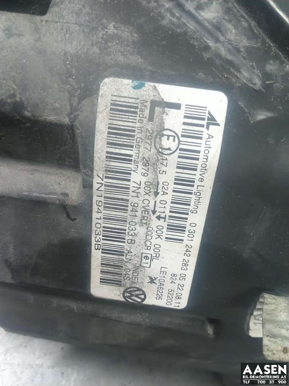 Frontlykt venstre xenon til VW Sharan 2010-->> (Type II)  (7N1 941 043 D|)