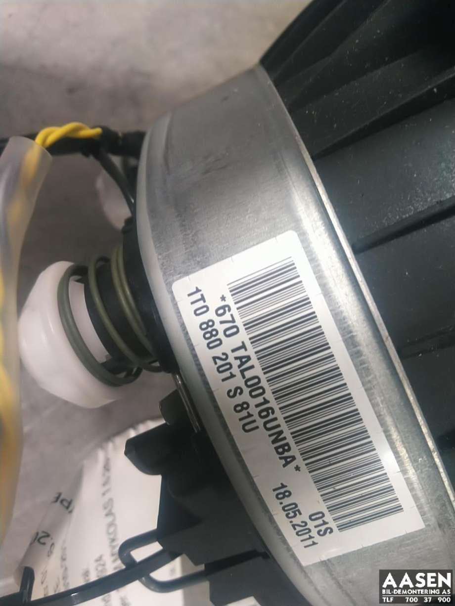 Airbag rattpute til VW Touran 2010-2015 (Type I, Fase 3)  