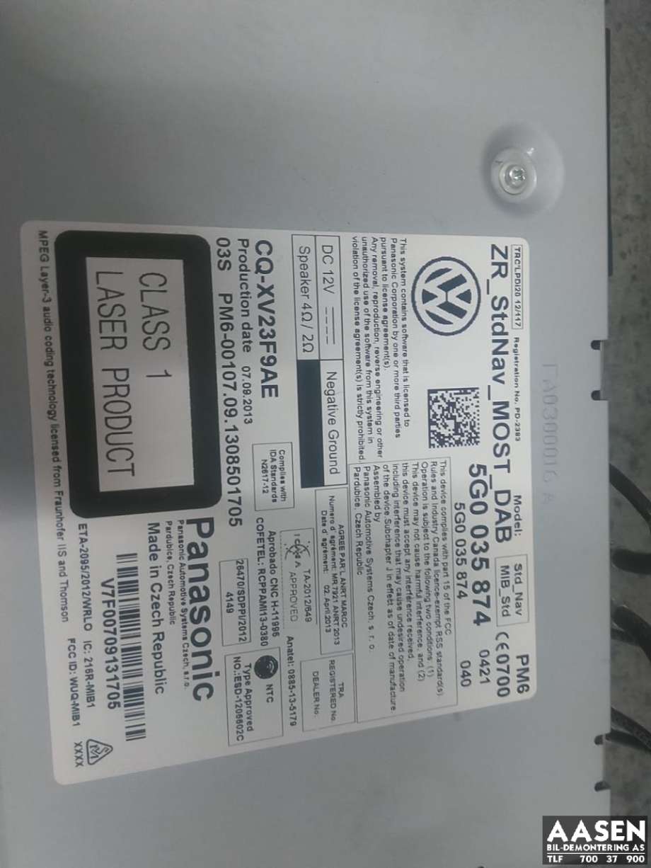 Bilstereo navigasjon spiller til VW Golf VII 2012-2017 (Fase 1)