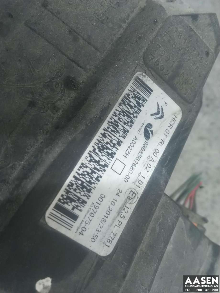 Frontlykt høyre halogen til Citroën Jumpy 2016-->> (Type III) (98 085 676 80|)