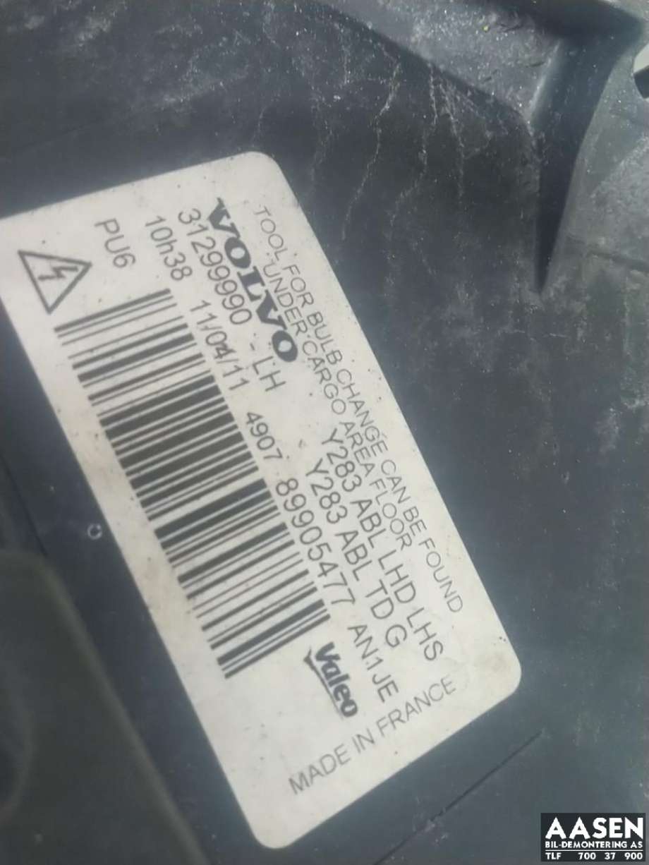 Frontlykt venstre xenon til Volvo V60 2010-2013 (Type I, Fase 1)  (31420673|)