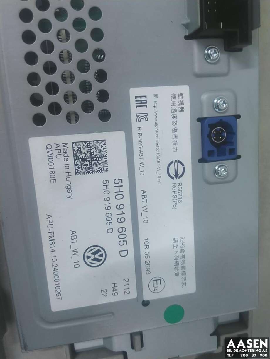 Multimedia display (MCU - Media Controller Unit) til VW Caddy 2020-->> (Type IV)