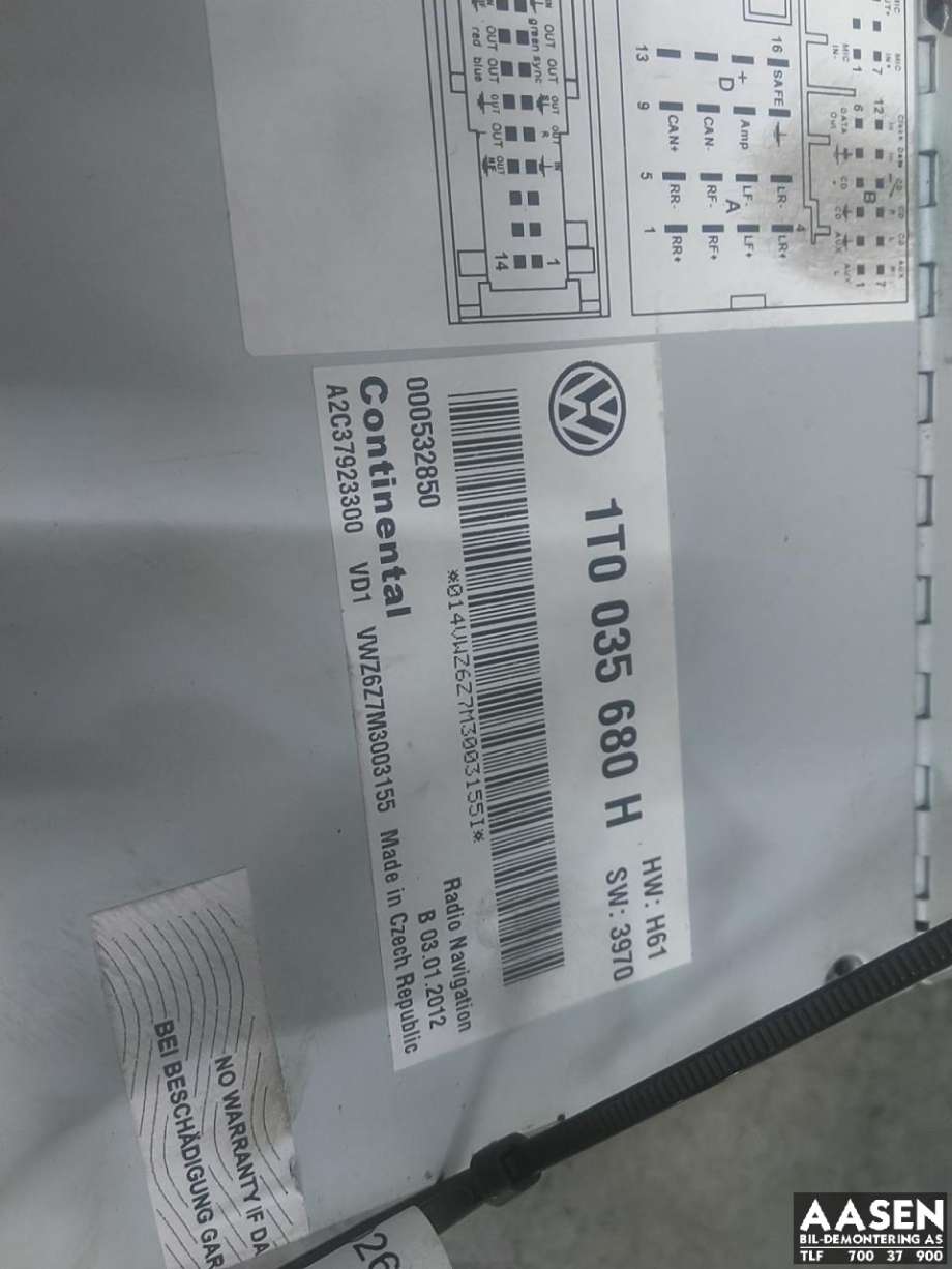 Bilstereo til VW Passat 2011-2015 (B7) (B7)