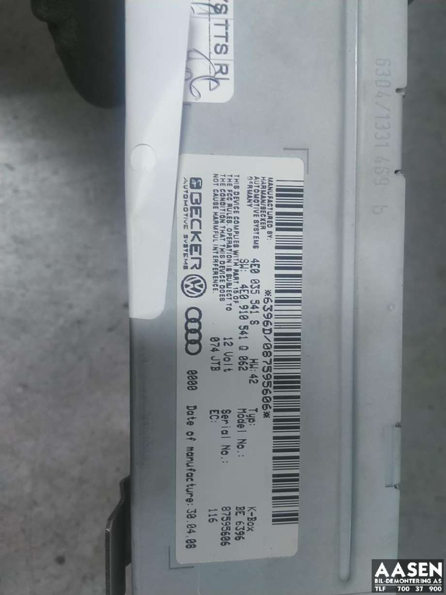 Bilstereo til Audi A8 2003-2010 (Type II)  (4E0 910 541 Q|)