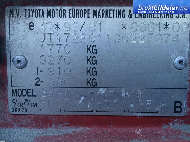 Toyota RAV4 1994-2000 (Type I) , Motorkode: 3S-FE, Girkassekode: E250F