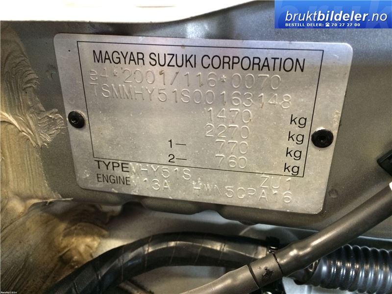 Suzuki Ignis 2003-2010 (Type I) (UNGARN) (UNGARN), Motorkode: M13A, Girkassekode: 