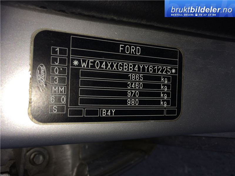 Ford Mondeo 2001-2007 (Type III) , Motorkode: ENCJ0, Girkassekode: MTX75