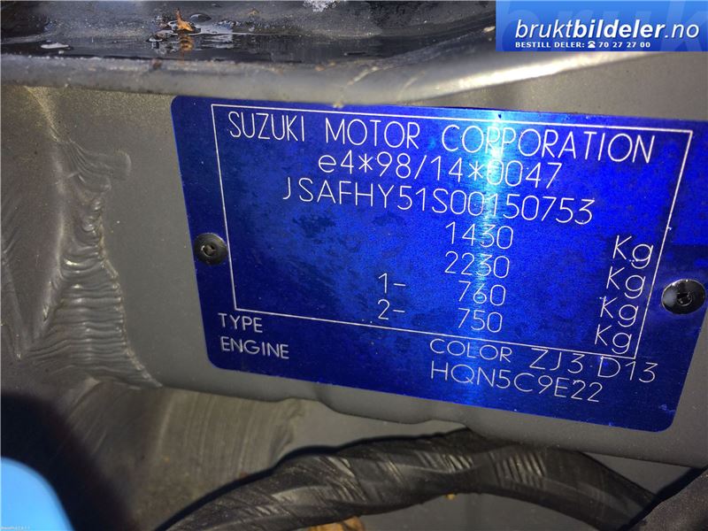 Suzuki Ignis 2000-2006 (Type I) (JAPAN) (JAPAN), Motorkode: M13A, Girkassekode: