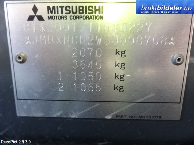 Mitsubishi Outlander 2003-2006 (Type I) , Motorkode: 4G63, Girkassekode: W5M421