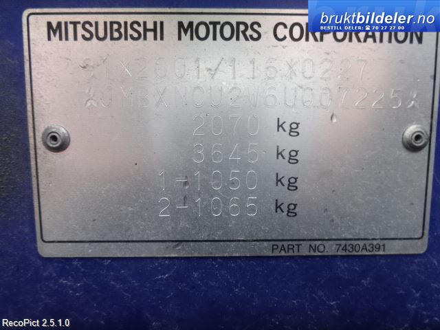 Mitsubishi Outlander 2003-2006 (Type I) , Motorkode: 4G63, Girkassekode: W5M51