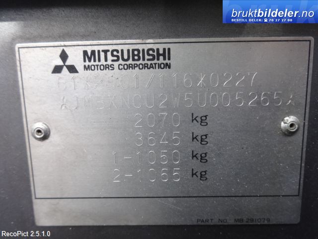 Mitsubishi Outlander 2003-2006 (Type I) , Motorkode: 4G63, Girkassekode: 