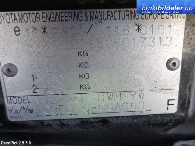 Toyota Corolla 2002-2007 , Motorkode: 1ND-TV, Girkassekode: C53