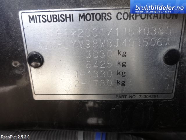 Mitsubishi Pajero 2007-2016 (Type IV, Fase 1) , Motorkode: 4M41, Girkassekode: 2700A129