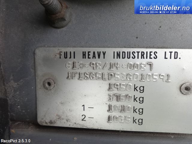 Subaru Forester 2002-2005 (Type II, Fase 1) , Motorkode: EJ205, Girkassekode: TZ1A3ZN4AA