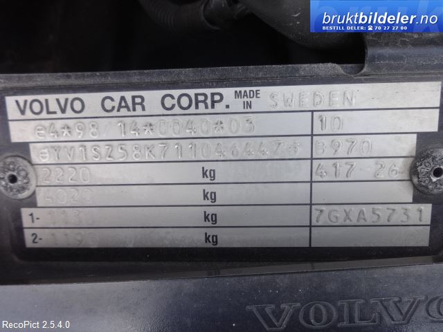 Volvo XC70 2001-2004 (Type I, Fase 1) , Motorkode: B5244T3, Girkassekode: AW50/51 AWD